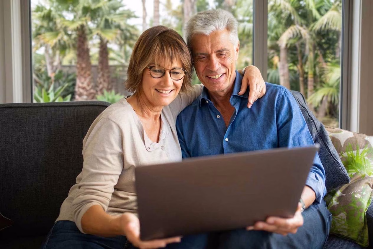 Senior couple on a video call about Medicare Advantage plans in Fort Myers